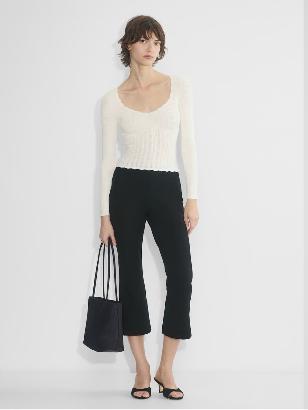 Aritzia Wilfred Light Blue Soloist Sweater | Ribbed Knit Long-Sleeve Top - Picture 5 of 6